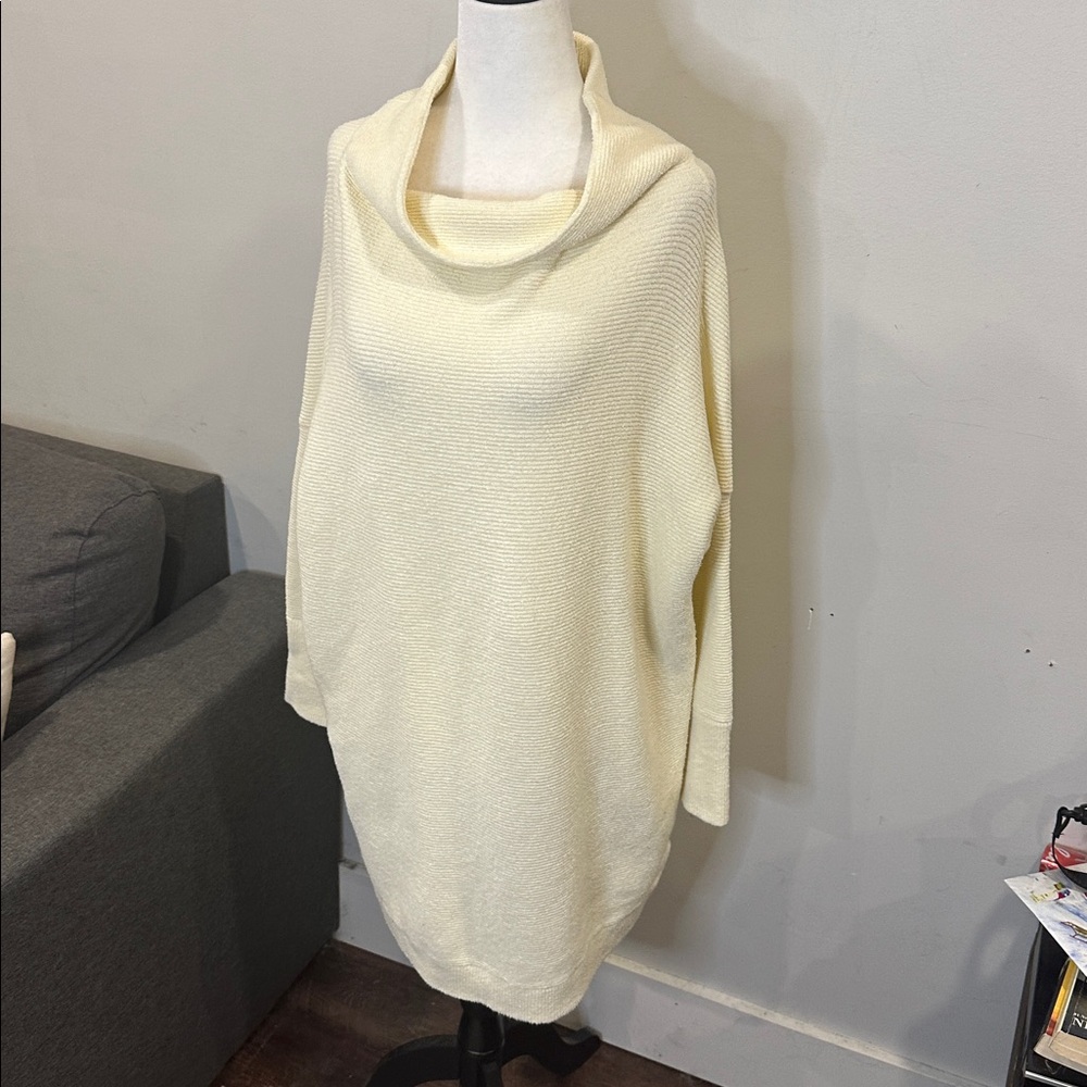 Free People Ottoman Slouchy Cream Cowl Neck Sweater - Picture 4 of 6